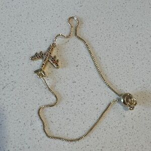 Gold-Tone Airplane Charm Adjustable Bracelet - Gold